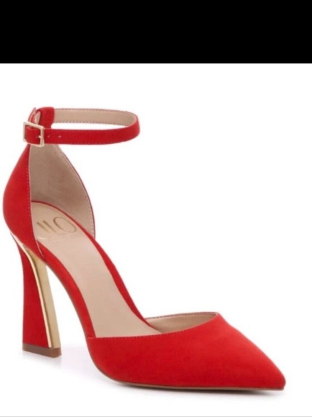 JLO Womens Pointed toe Ankle Strap Gannon Pump Heels in Red US SIZE 7M
